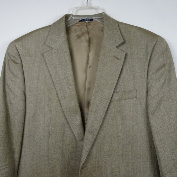 Ralph Lauren Sport Coat Blazer Jacket Men's Size 44L Brown Silk Herringbone - Picture 2 of 9